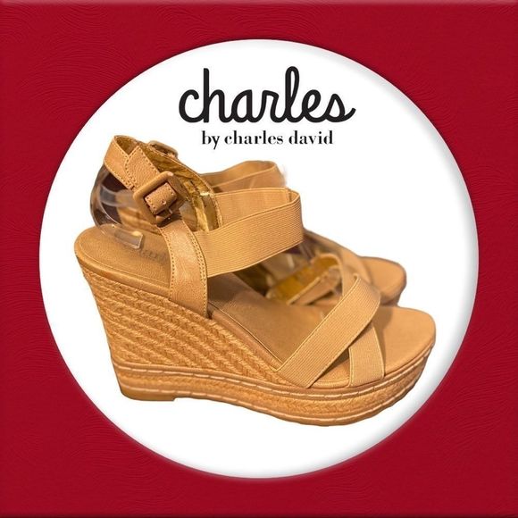 Charles David Espadrille Wedge Sandals 9 - Picture 1 of 5